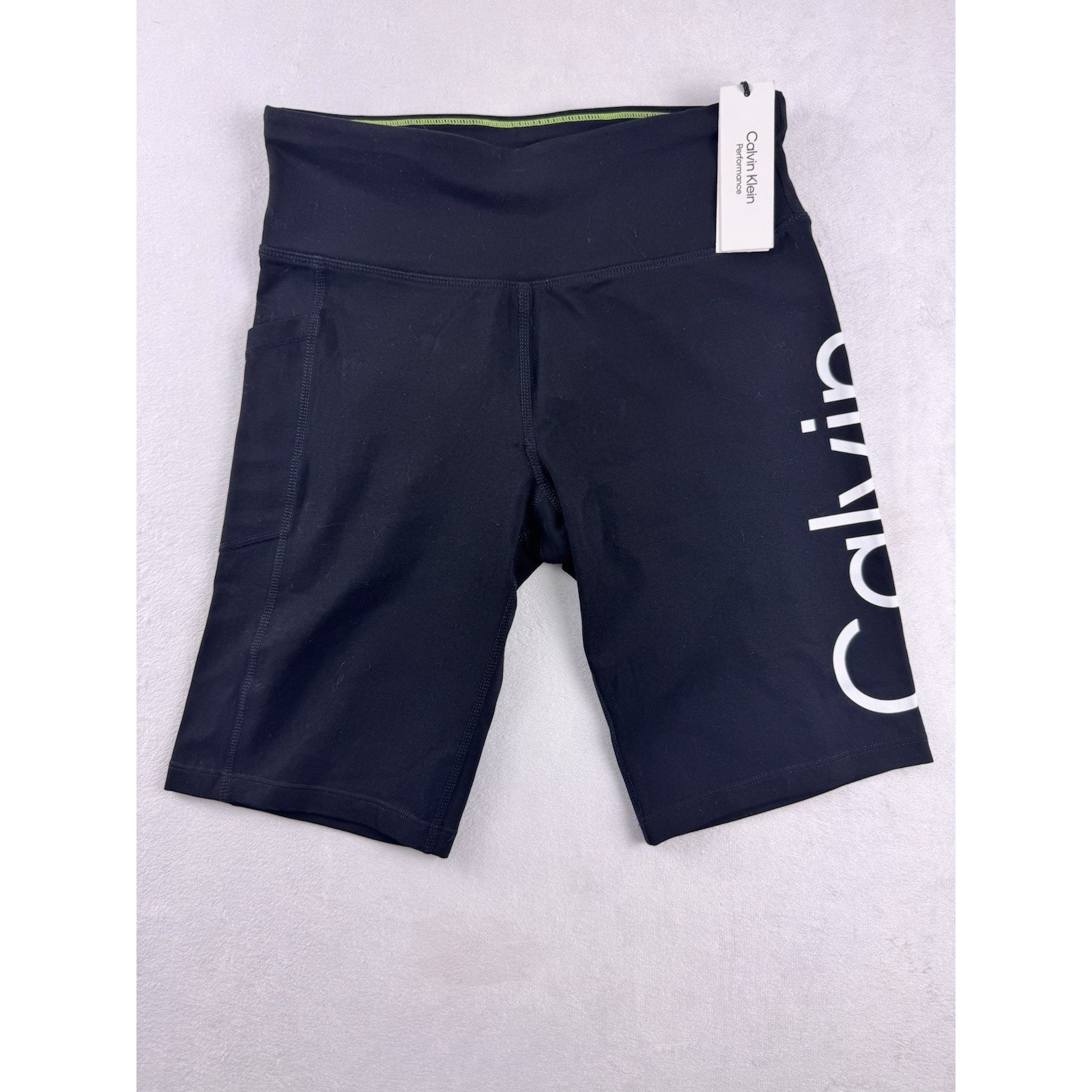 Calvin Klein Performance Women’s Black Biker Shorts Medium Nwt Logo Pocket
